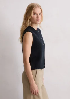 Ärmellose Strickweste slim aus weichem Merinowolle-Mix
