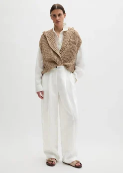 Ärmelloser Cardigan loose aus Bändchengarn