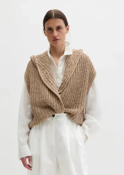Ärmelloser Cardigan loose aus Bändchengarn