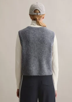 Ärmelloser Cardigan regular aus Alpakawolle-Wolle-Mix