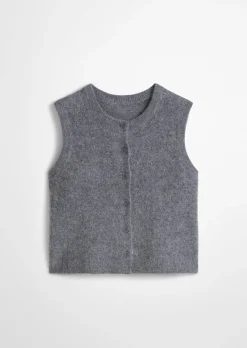 Ärmelloser Cardigan regular aus Alpakawolle-Wolle-Mix
