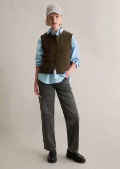 Ärmelloser Cardigan regular aus Alpakawolle-Wolle-Mix