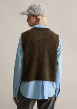 Ärmelloser Cardigan regular aus Alpakawolle-Wolle-Mix