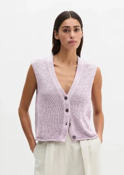 Ärmelloser Cardigan slim aus Bändchengarn