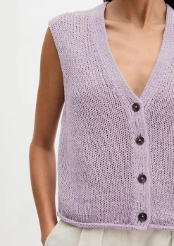Ärmelloser Cardigan slim aus Bändchengarn