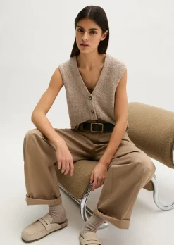 Ärmelloser Cardigan slim aus Bändchengarn