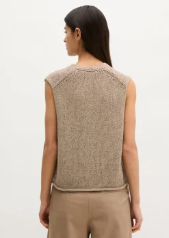 Ärmelloser Cardigan slim aus Bändchengarn