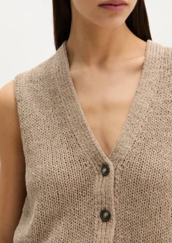 Ärmelloser Cardigan slim aus Bändchengarn