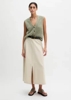 Ärmelloser Cardigan slim aus Bändchengarn