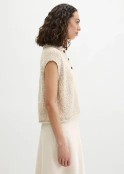 Ärmelloser Polo-Pullover loose aus Organic-Cotton-Mix-Slub