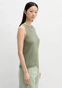 Ärmelloser Pullover regular aus Organic Cotton-Leinen-Mix