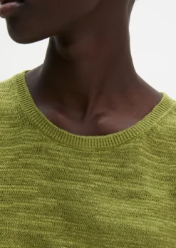 Ärmelloser Slub-Pullover regular aus Leinen-Baumwolle-Mix