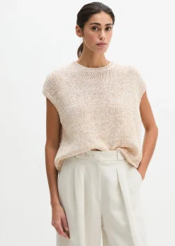 Ärmelloser Strickpullover oversized aus Bändchengarn