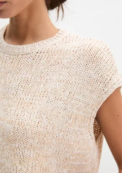 Ärmelloser Strickpullover oversized aus Bändchengarn