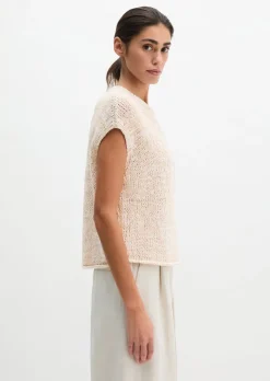 Ärmelloser Strickpullover oversized aus Bändchengarn
