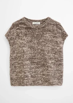 Ärmelloser Strickpullover oversized aus Bändchengarn