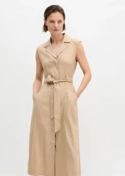 Ärmelloses Kleid regular aus Viskose-Leinen-Stretch
