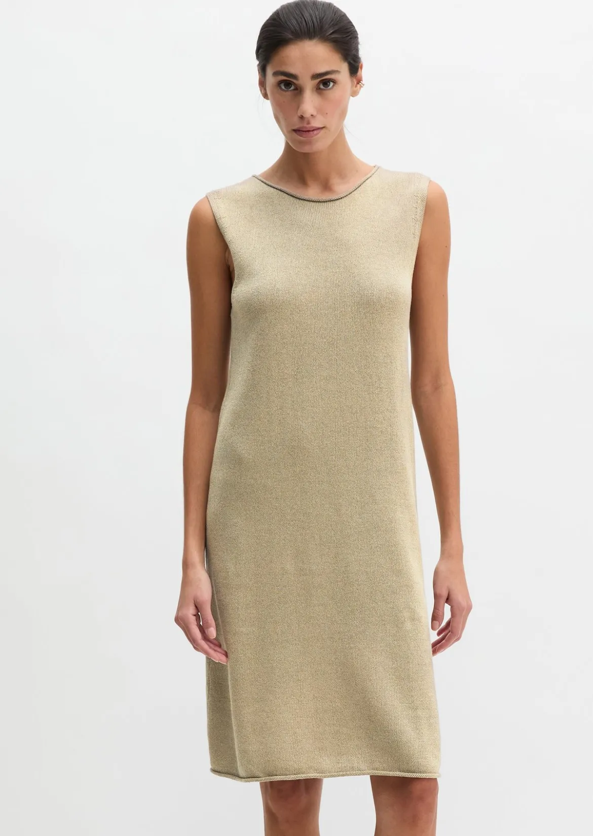 Ärmelloses Strickkleid shaped aus Organic Cotton-Leinen-Mix