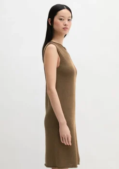 Ärmelloses Strickkleid shaped aus Organic Cotton-Leinen-Mix