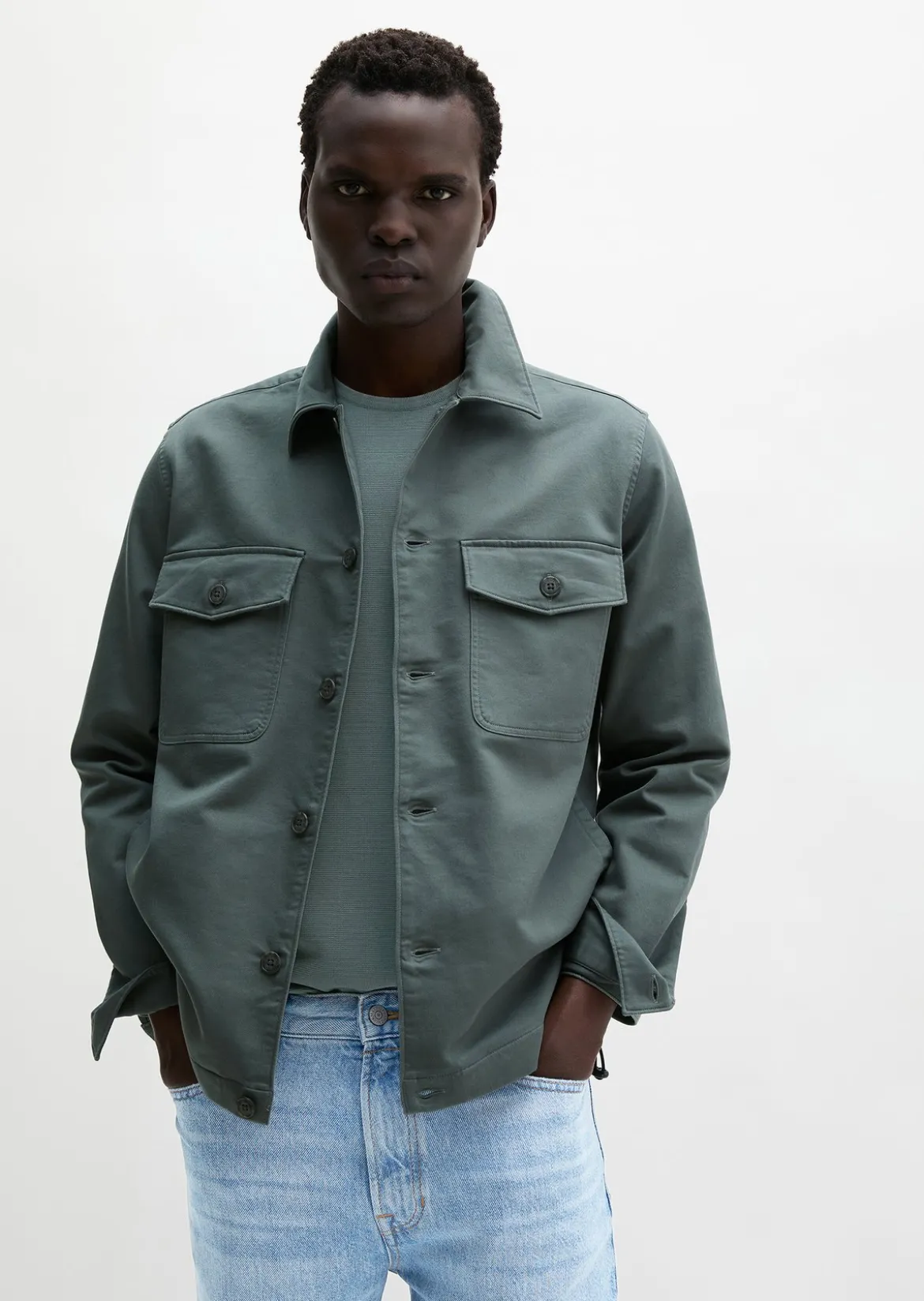 Sateen-Overshirt aus glatter Bio-Baumwoll-Qualität