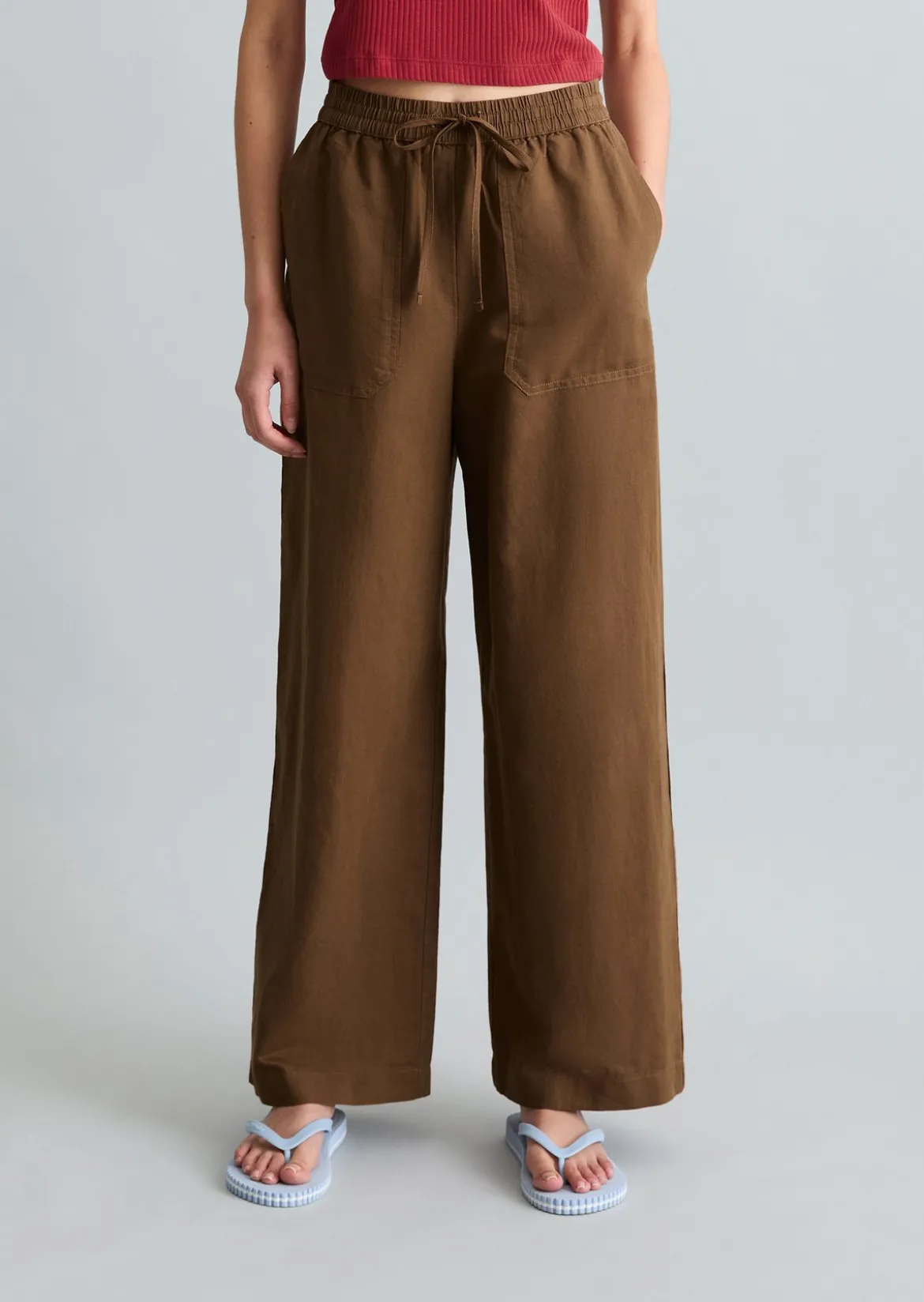 Schlupfhose regular aus Leinen-Baumwolle-Mix