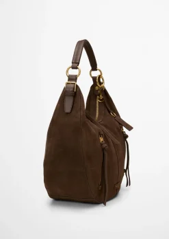 Schultertasche aus weichem Veloursleder