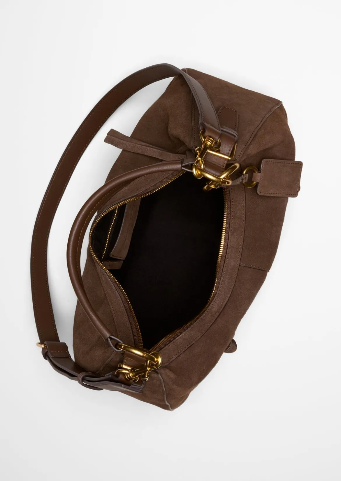 Schultertasche aus weichem Veloursleder