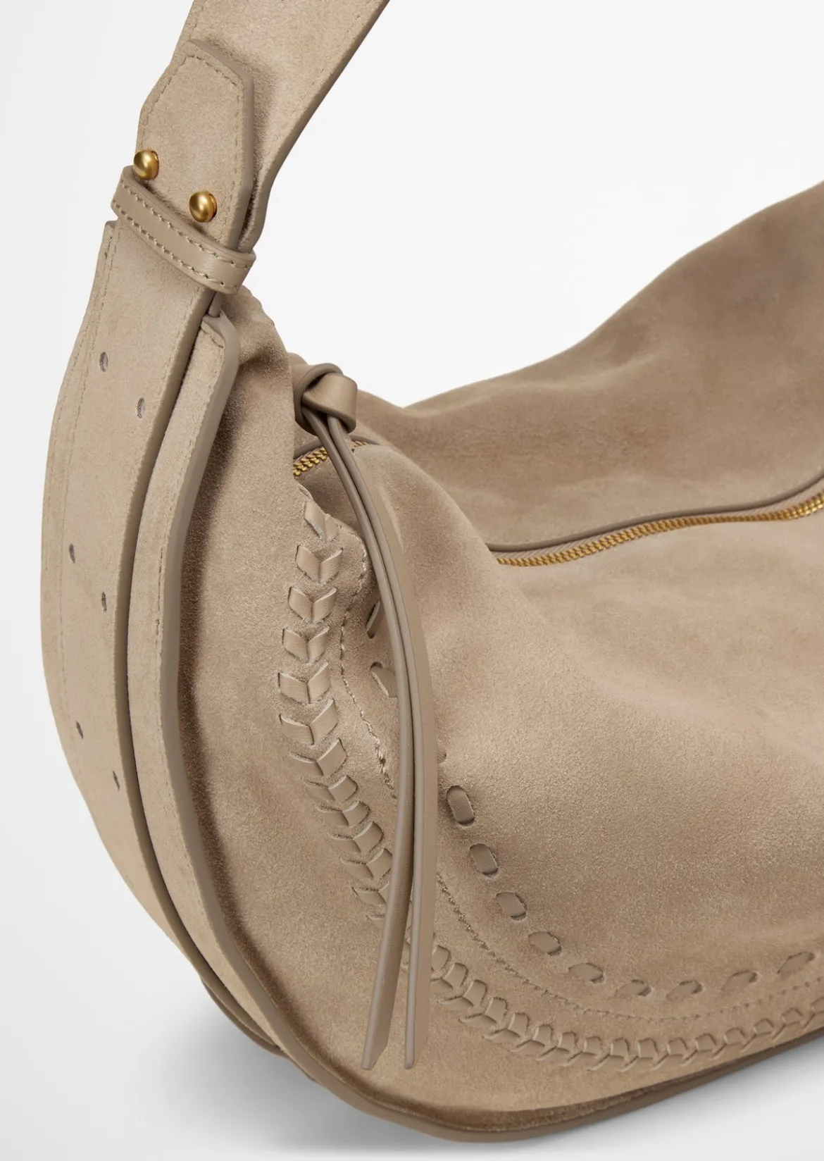 Schultertasche aus weichem Veloursleder