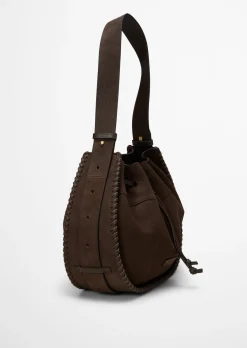 Schultertasche aus weichem Veloursleder