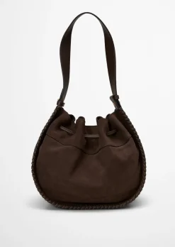 Schultertasche aus weichem Veloursleder