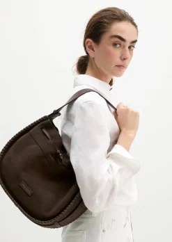 Schultertasche aus weichem Veloursleder