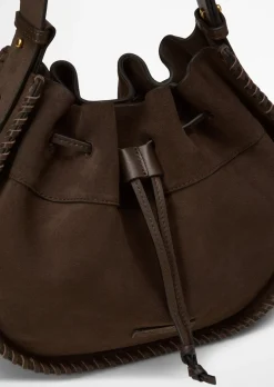 Schultertasche aus weichem Veloursleder