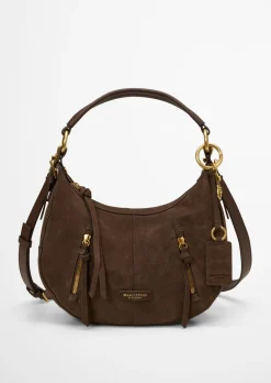 Schultertasche aus weichem Veloursleder