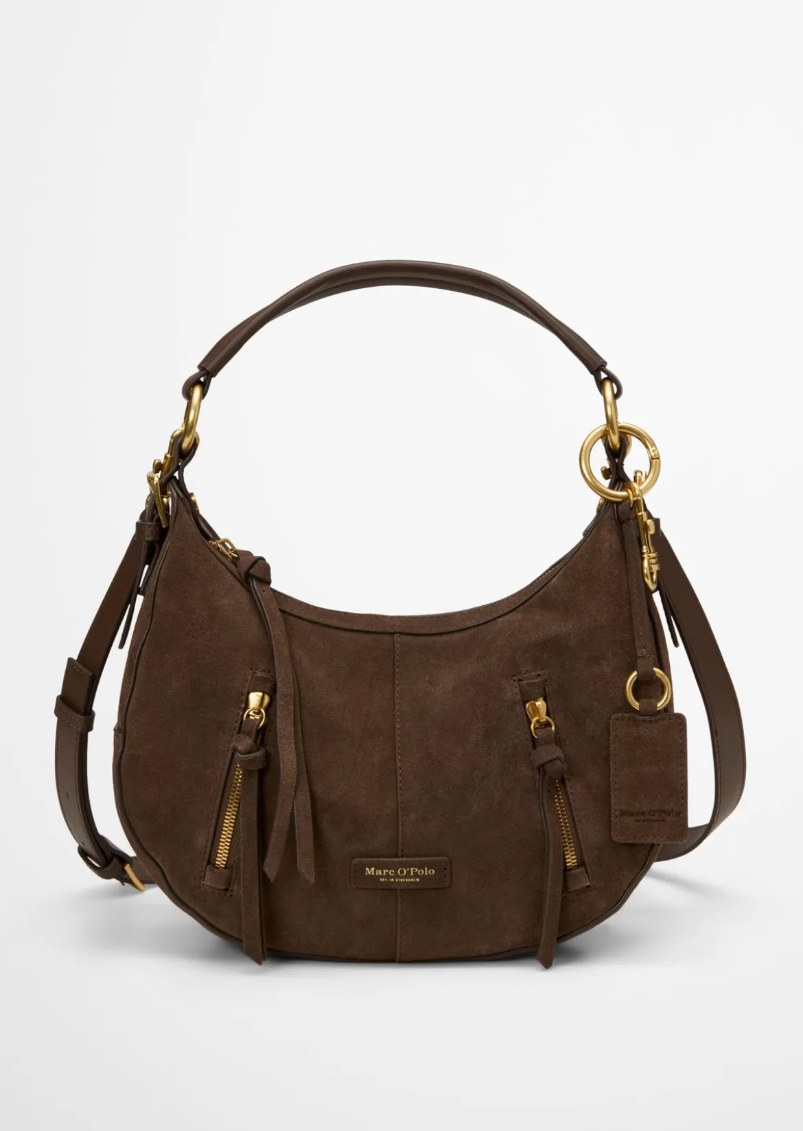 Schultertasche aus weichem Veloursleder