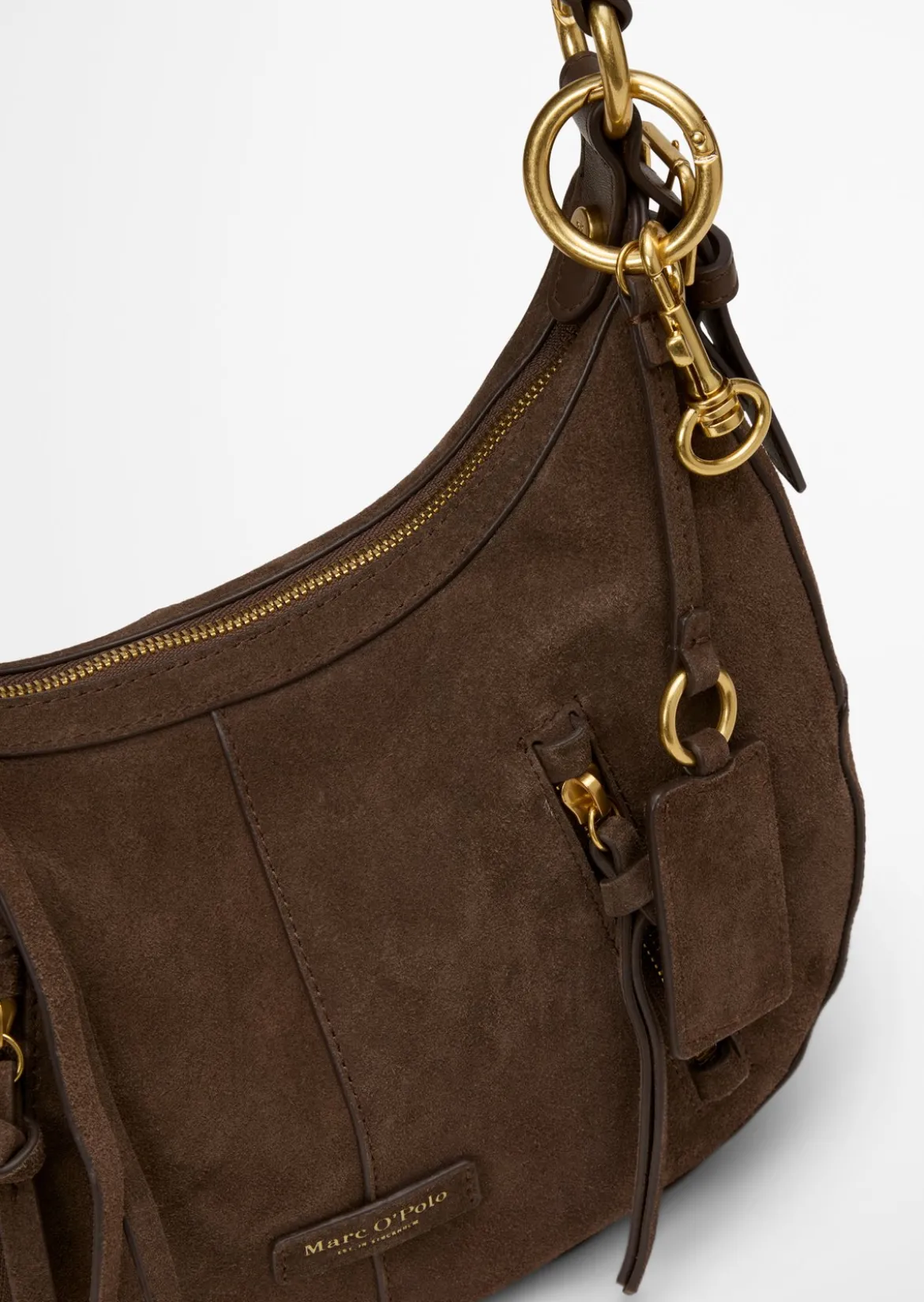 Schultertasche aus weichem Veloursleder