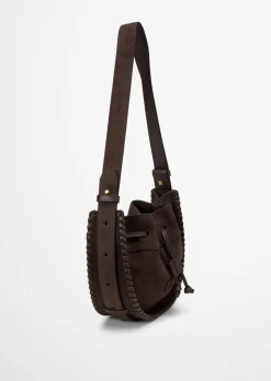 Schultertasche small aus weichem Veloursleder