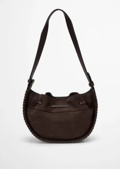 Schultertasche small aus weichem Veloursleder