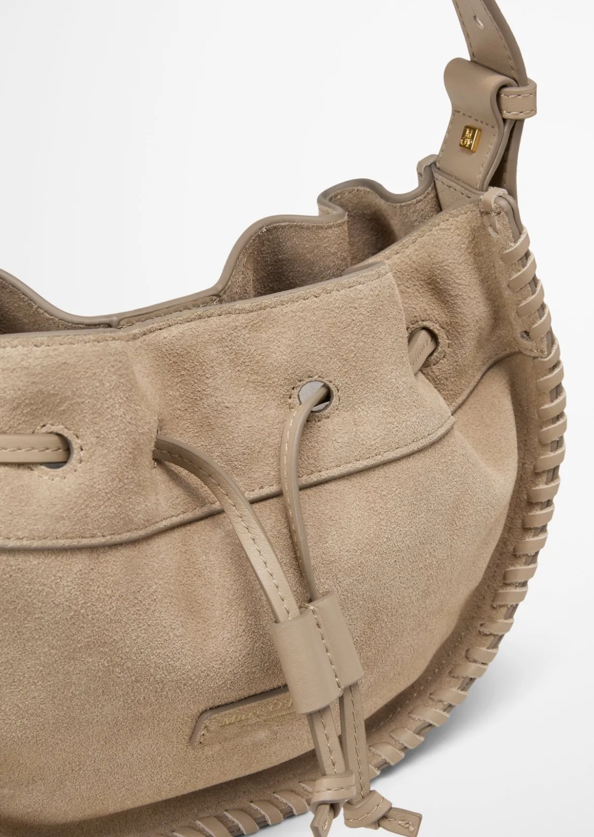 Schultertasche small aus weichem Veloursleder