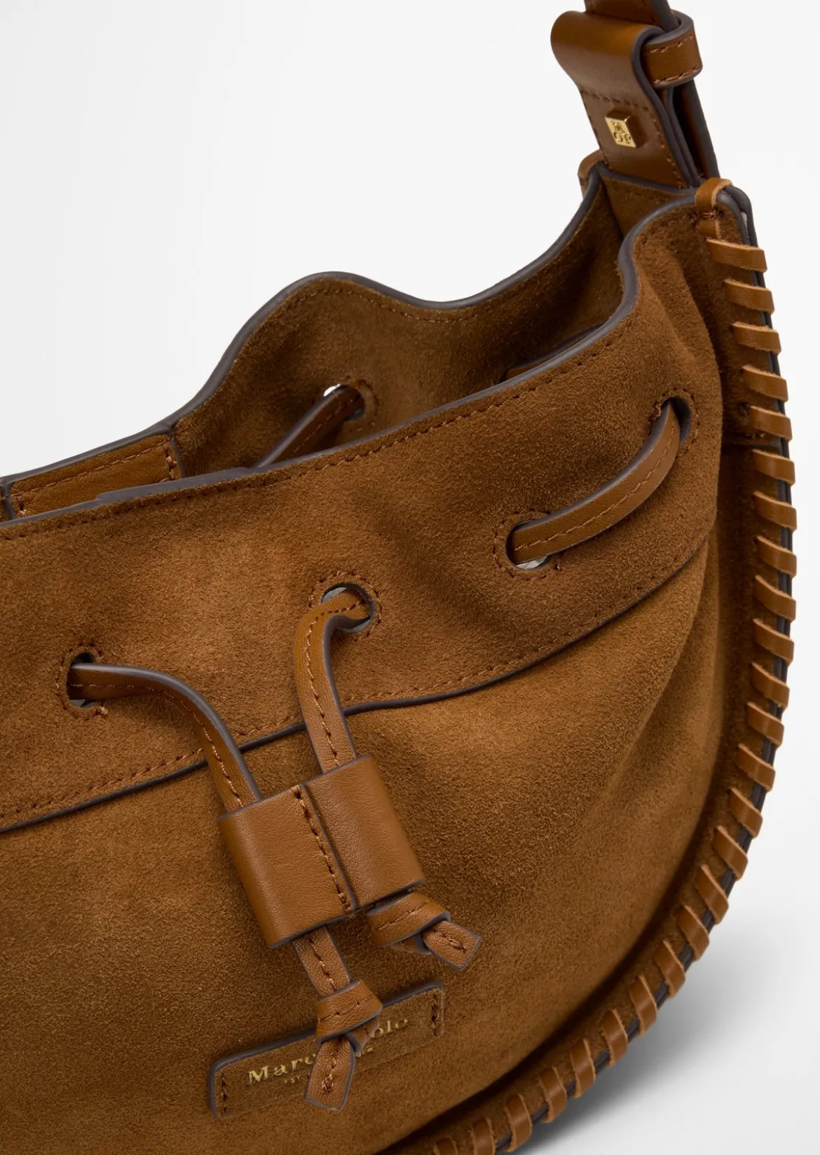 Schultertasche small aus weichem Veloursleder