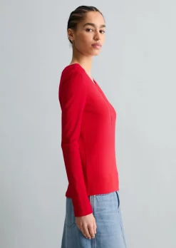 Serafino-Longsleeve regular aus weichem Rippjersey