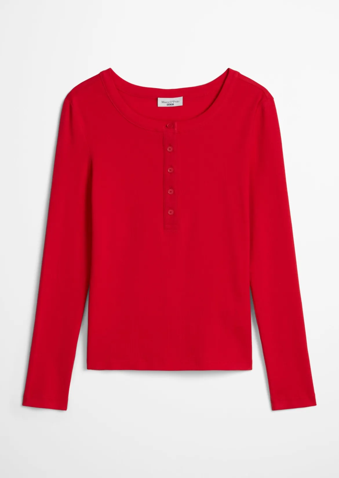 Serafino-Longsleeve regular aus weichem Rippjersey
