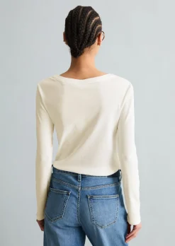 Serafino-Longsleeve regular aus weichem Rippjersey