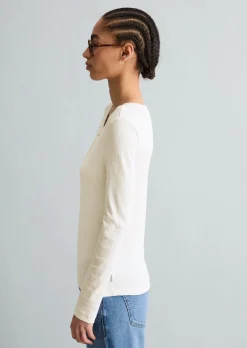Serafino-Longsleeve regular aus weichem Rippjersey