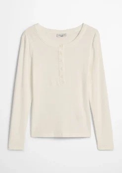 Serafino-Longsleeve regular aus weichem Rippjersey