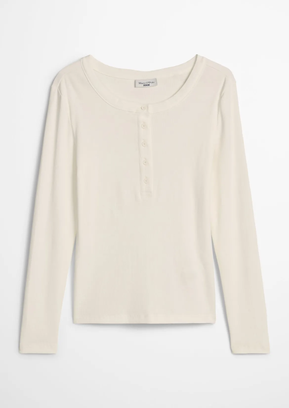 Serafino-Longsleeve regular aus weichem Rippjersey