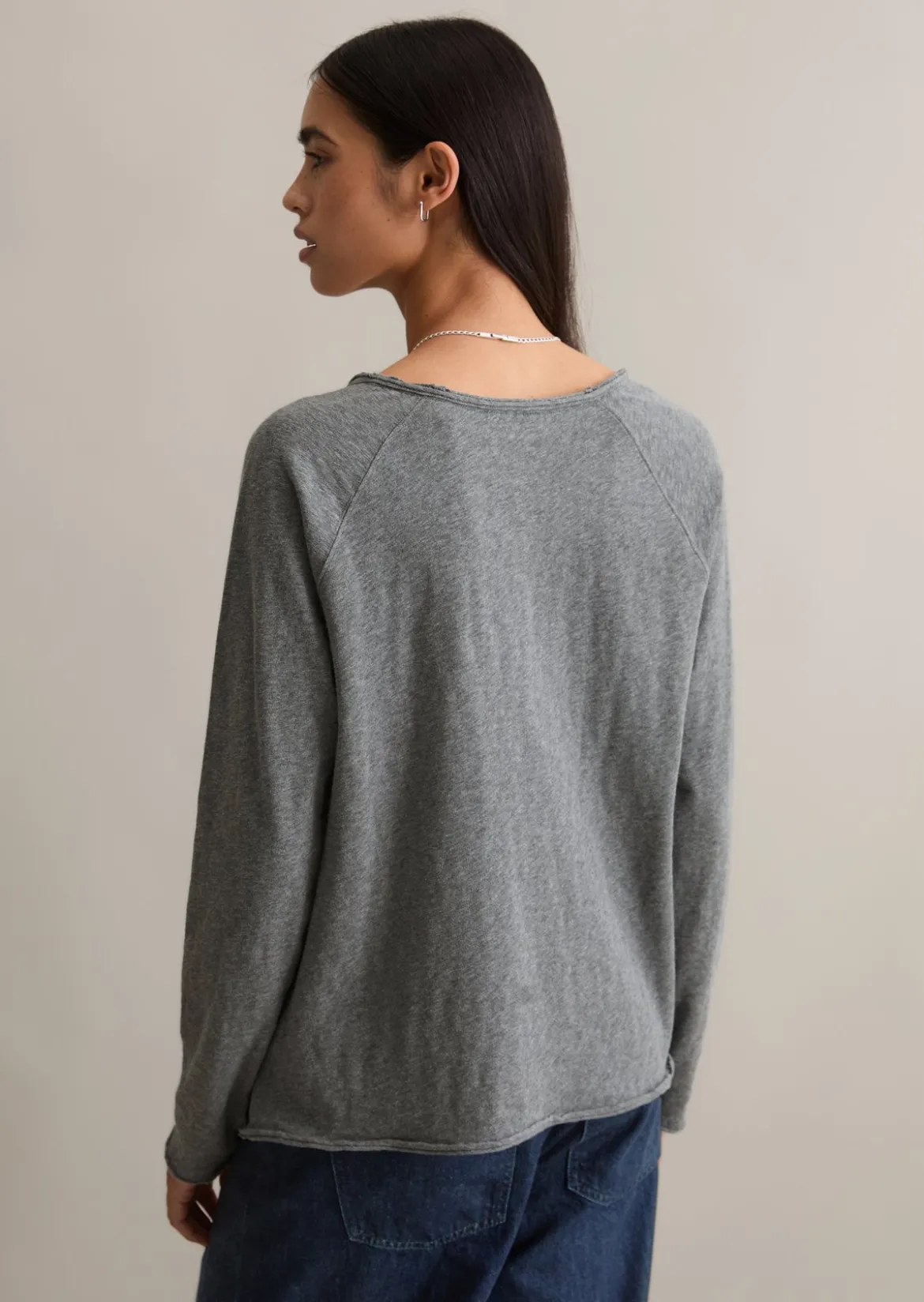 Serafino-Longsleeve relaxed aus weichem Slub Heavy Jersey