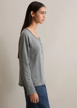 Serafino-Longsleeve relaxed aus weichem Slub Heavy Jersey