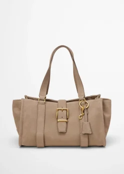 Shopper aus weichem Veloursleder