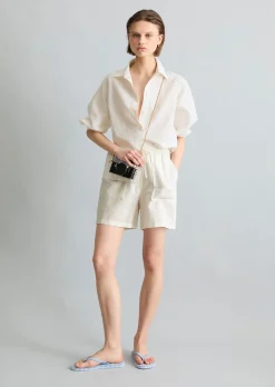Shorts regular aus Leinen-Baumwolle-Mix
