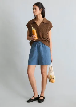 Shorts regular aus Leinen-Baumwolle-Mix